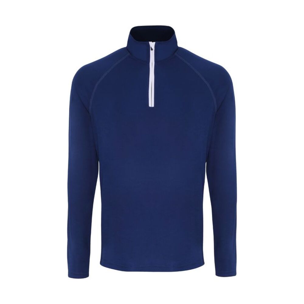 TriDri Mens Long Sleeve Performance Quarter Zip Top / Navy/White